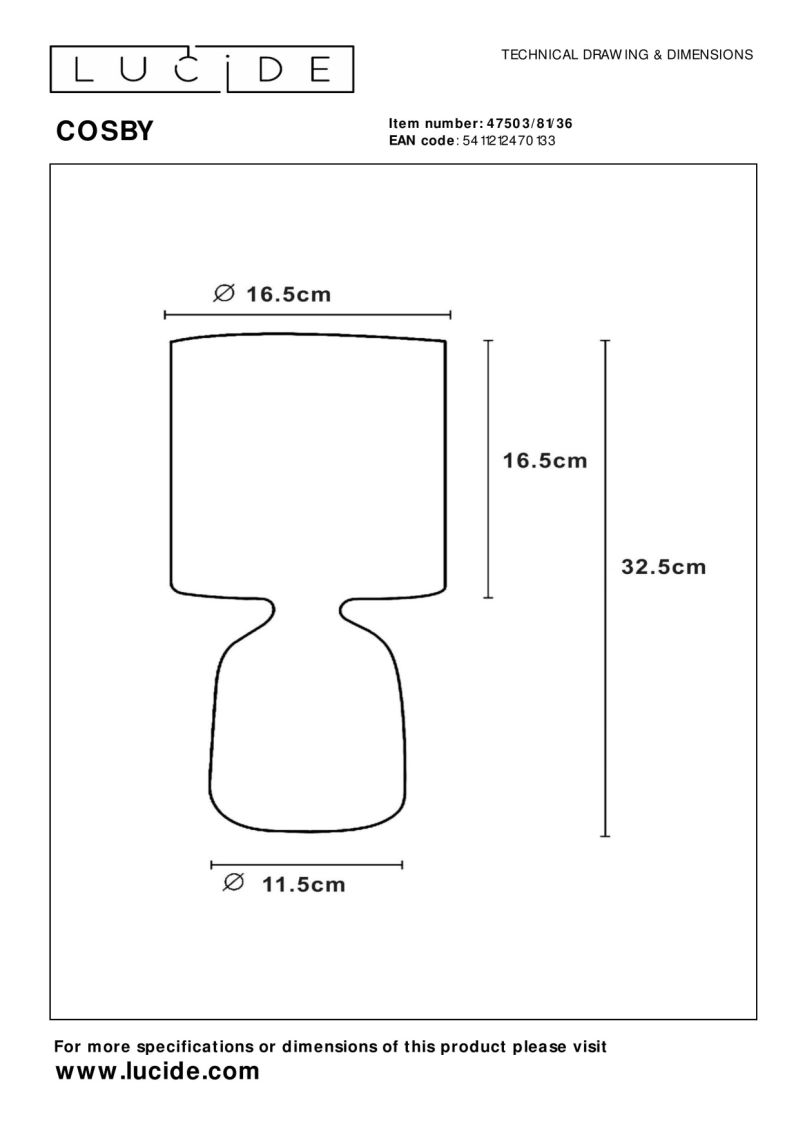 Lucide COSBY - Stolná lampa - Ø 16,5 cm - 1xE14 - šedá